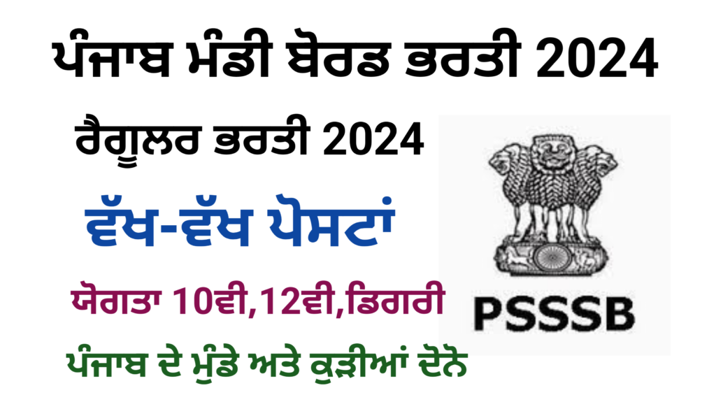 Punjab Mandi Board Recruitment 2024