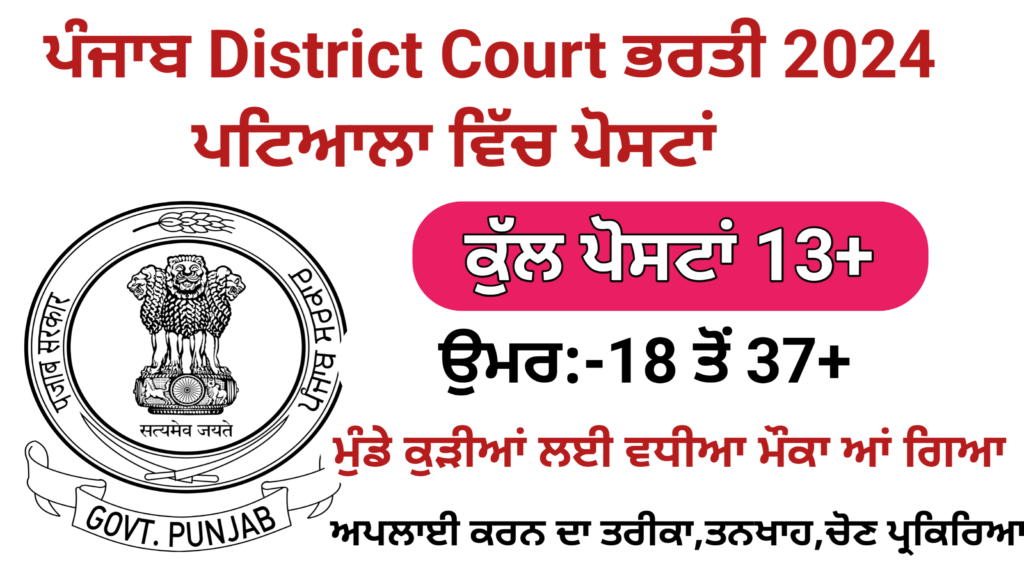 Punjab Patiyala District Court Latest Recruitment 2024