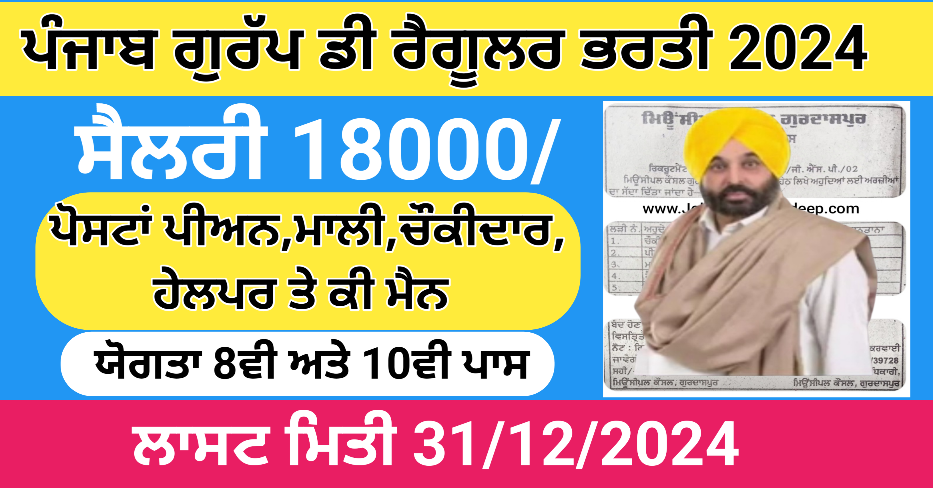 Punjab Group D Recruitment 2024