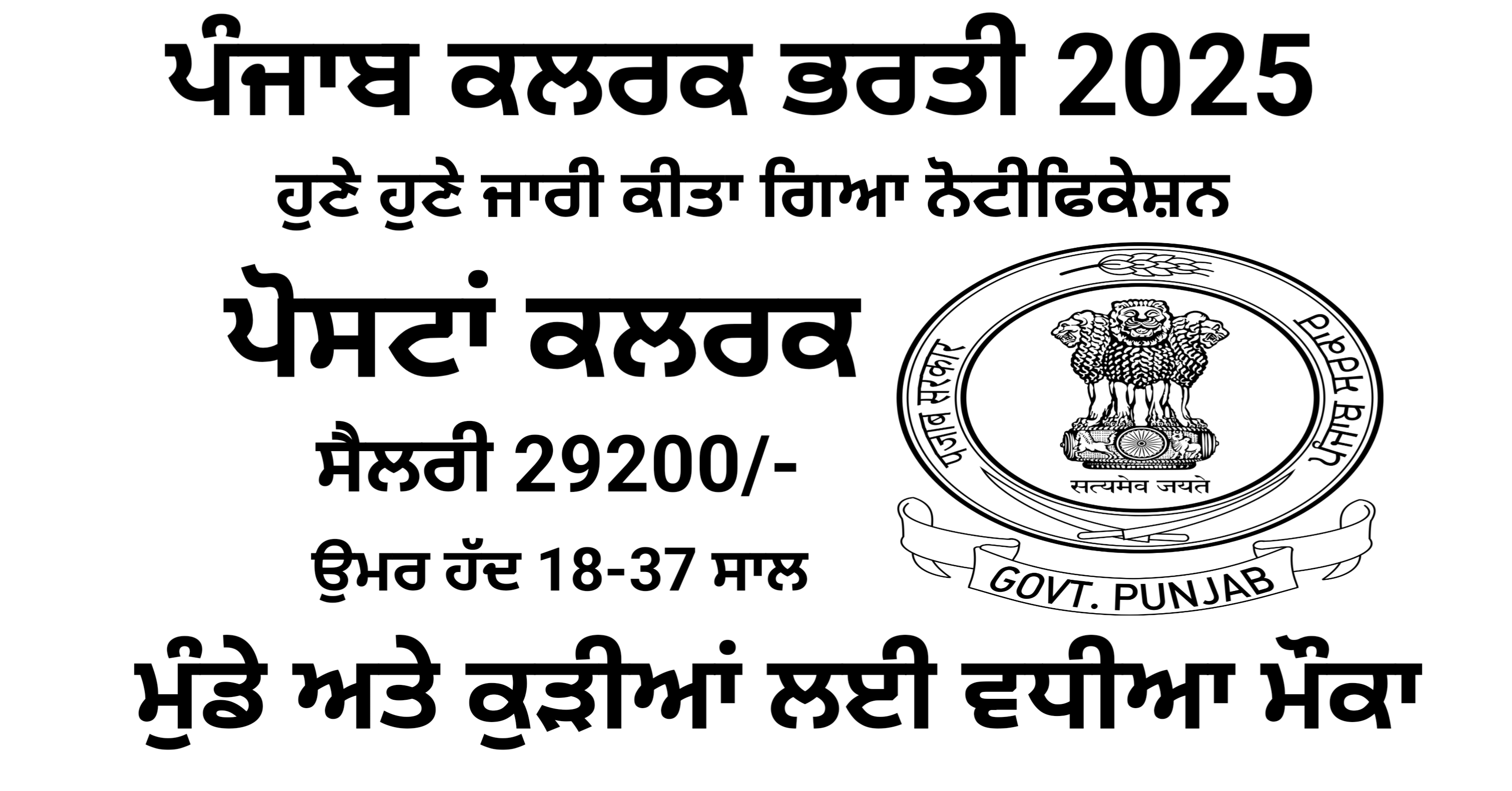 Punjab Clerk Recruitment 2025