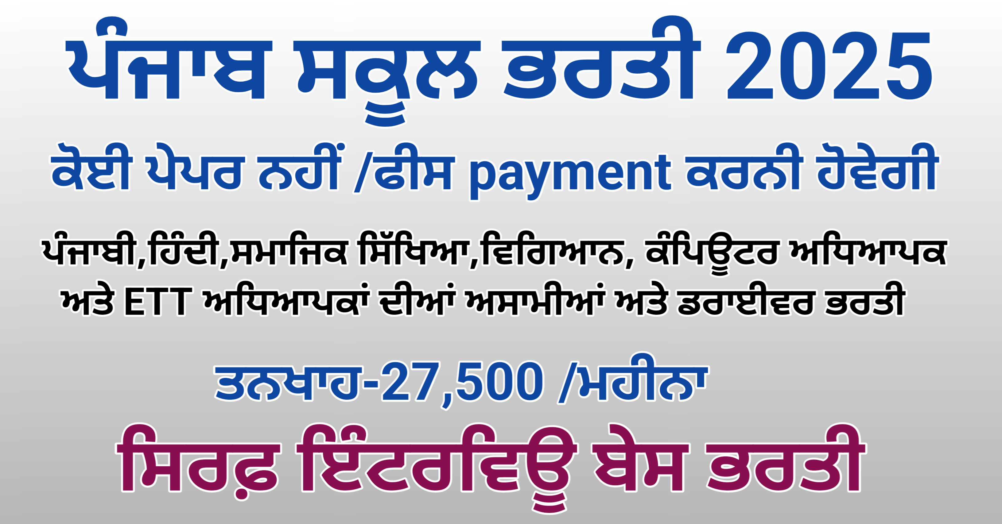 Punjab School Recruitment 2025