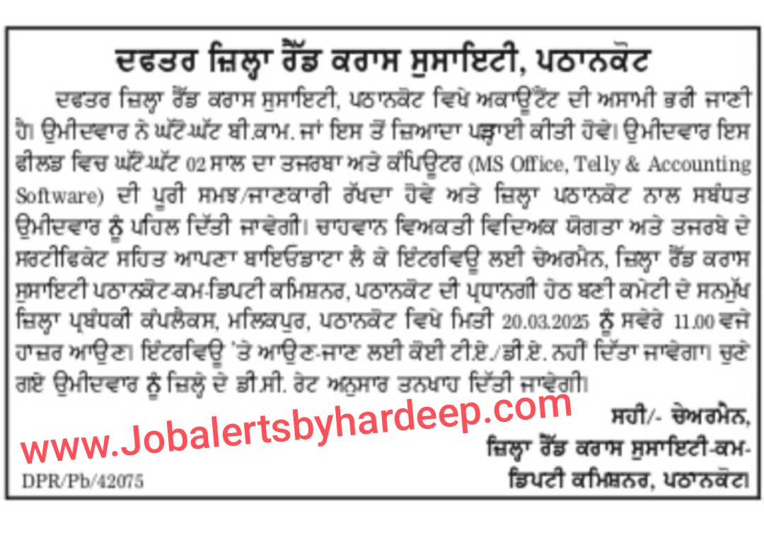 Punjab Red Cross Society Recruitment 2025