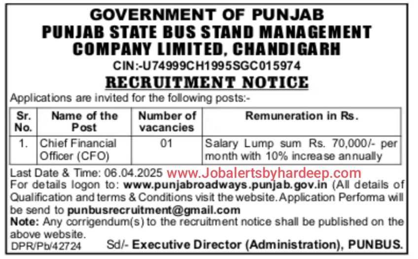 Punjab Roadways Recruitment 2025