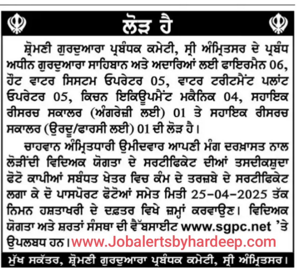 Punjab Fireman Recruitment 2025