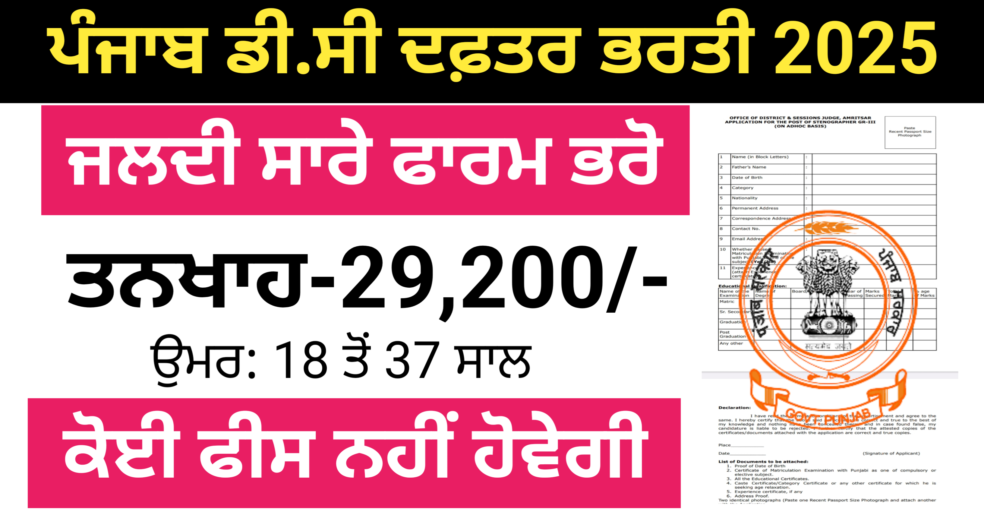 Punjab DC Office Recruitment 2025