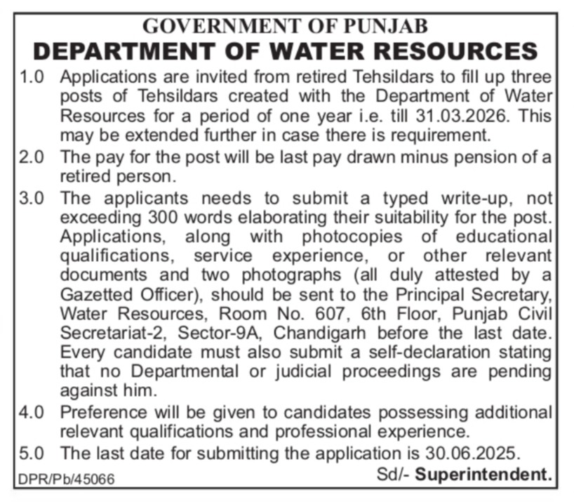 Govt Jobs In Punjab 2025