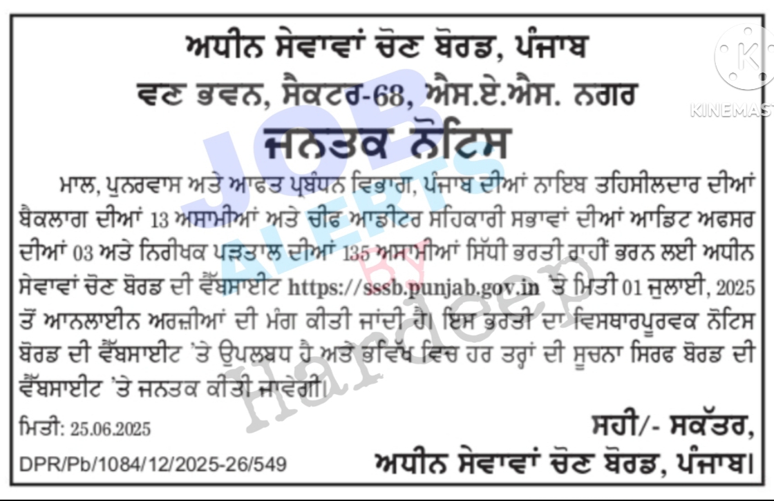 PSSSB Recruitment 2025