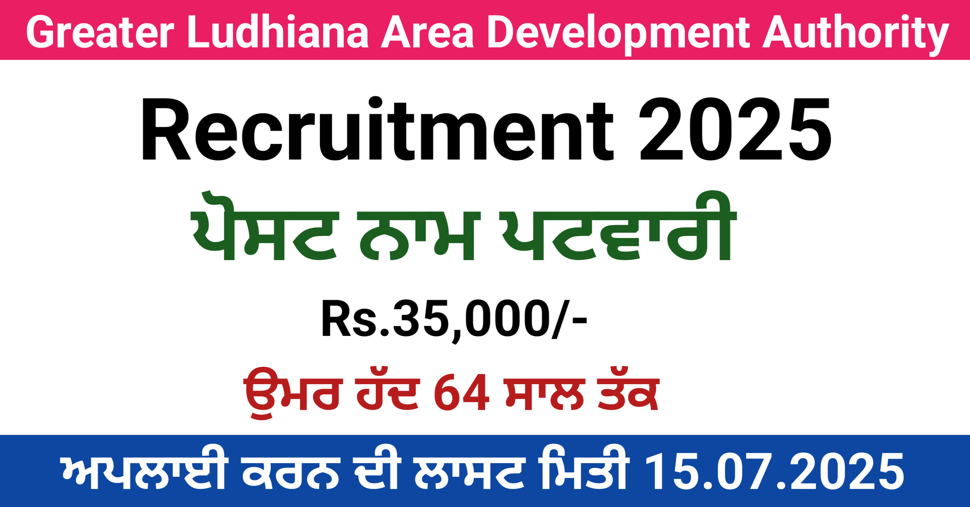 Greater Ludhiana Area Development Authority Recruitment 2025