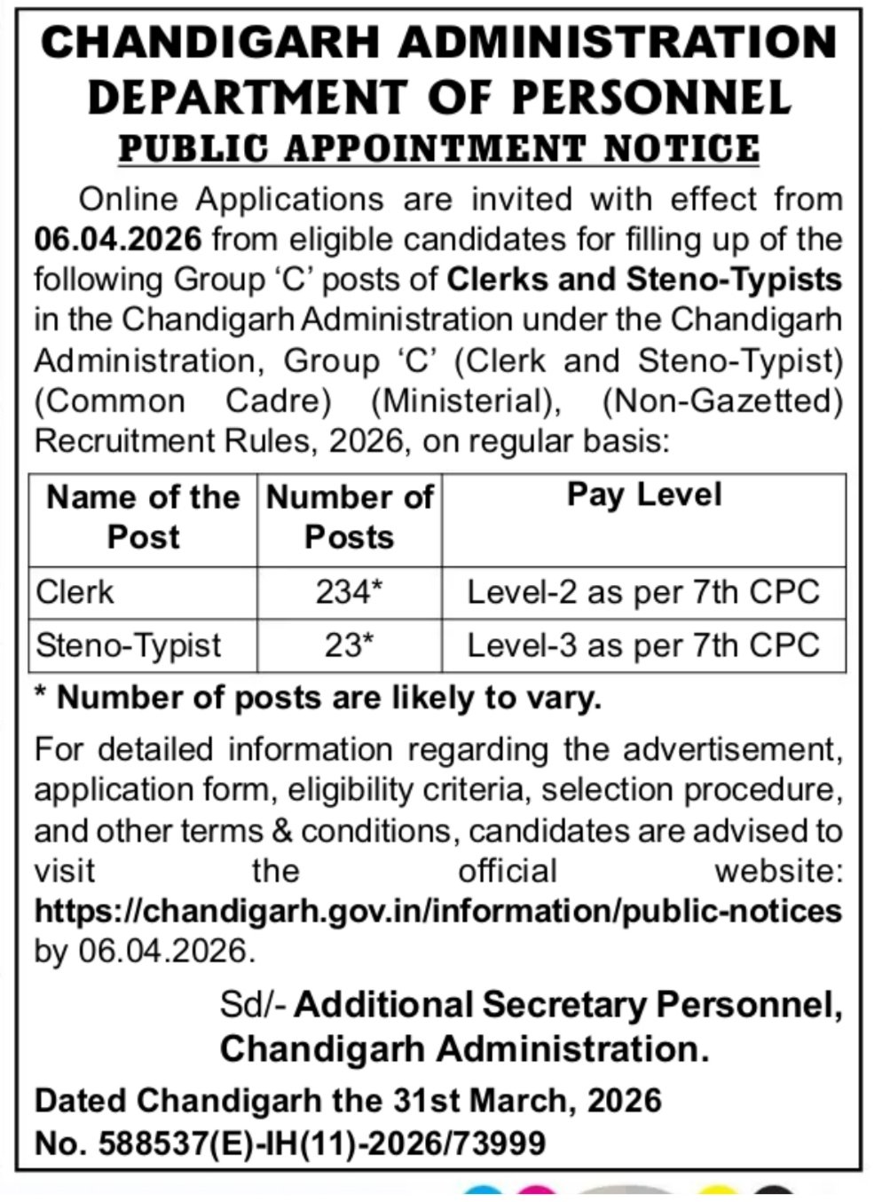 Chandigarh Recruitment 2026 